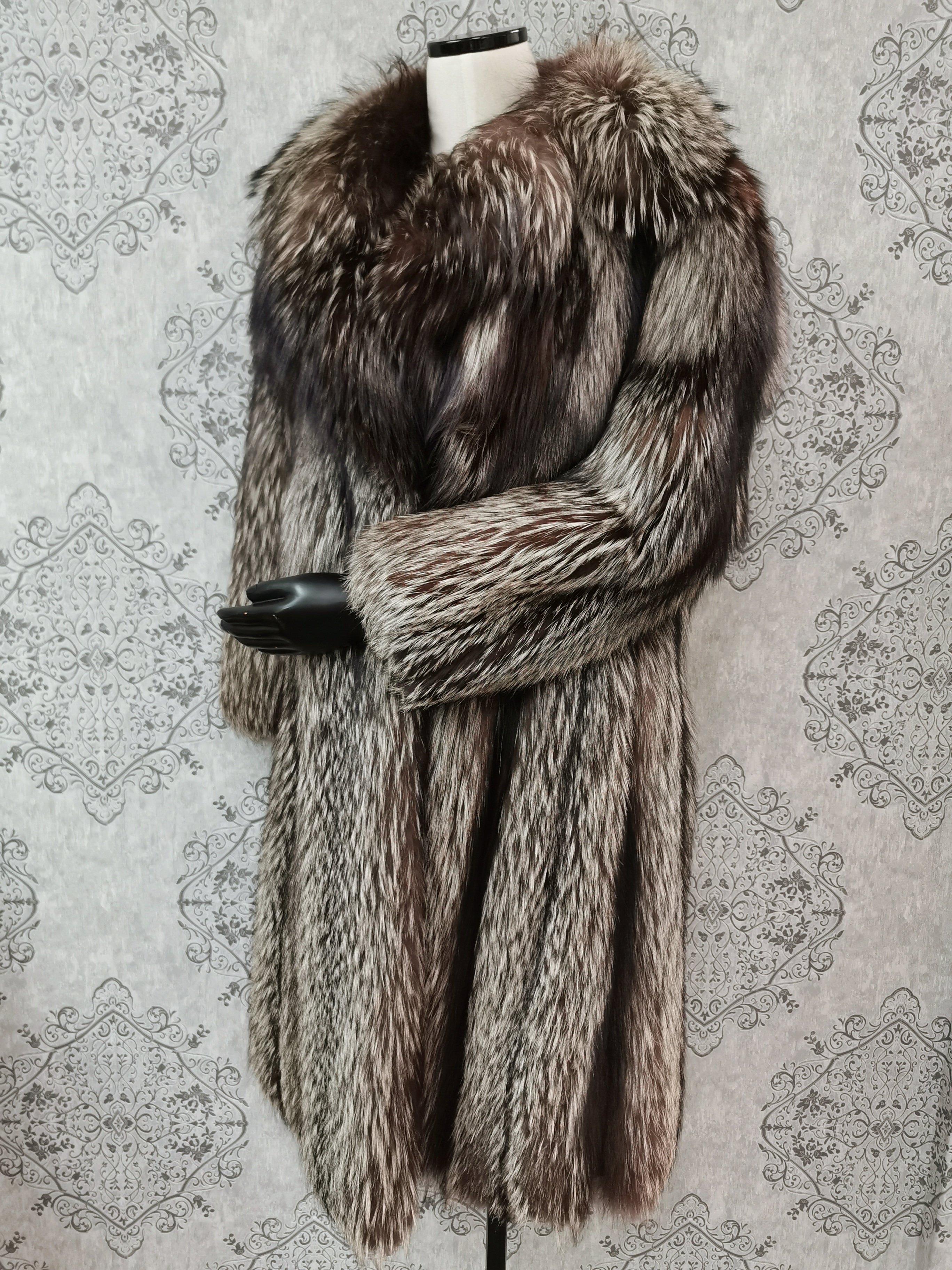 vintage silver fox fur coat