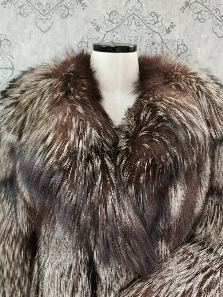 Brand New Silver Fox Fur Coat (size 6-8/S) at 1stDibs