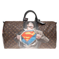 Brand new SuperBag "Superman" Louis Vuitton Keepall 55 Macassar strap customized