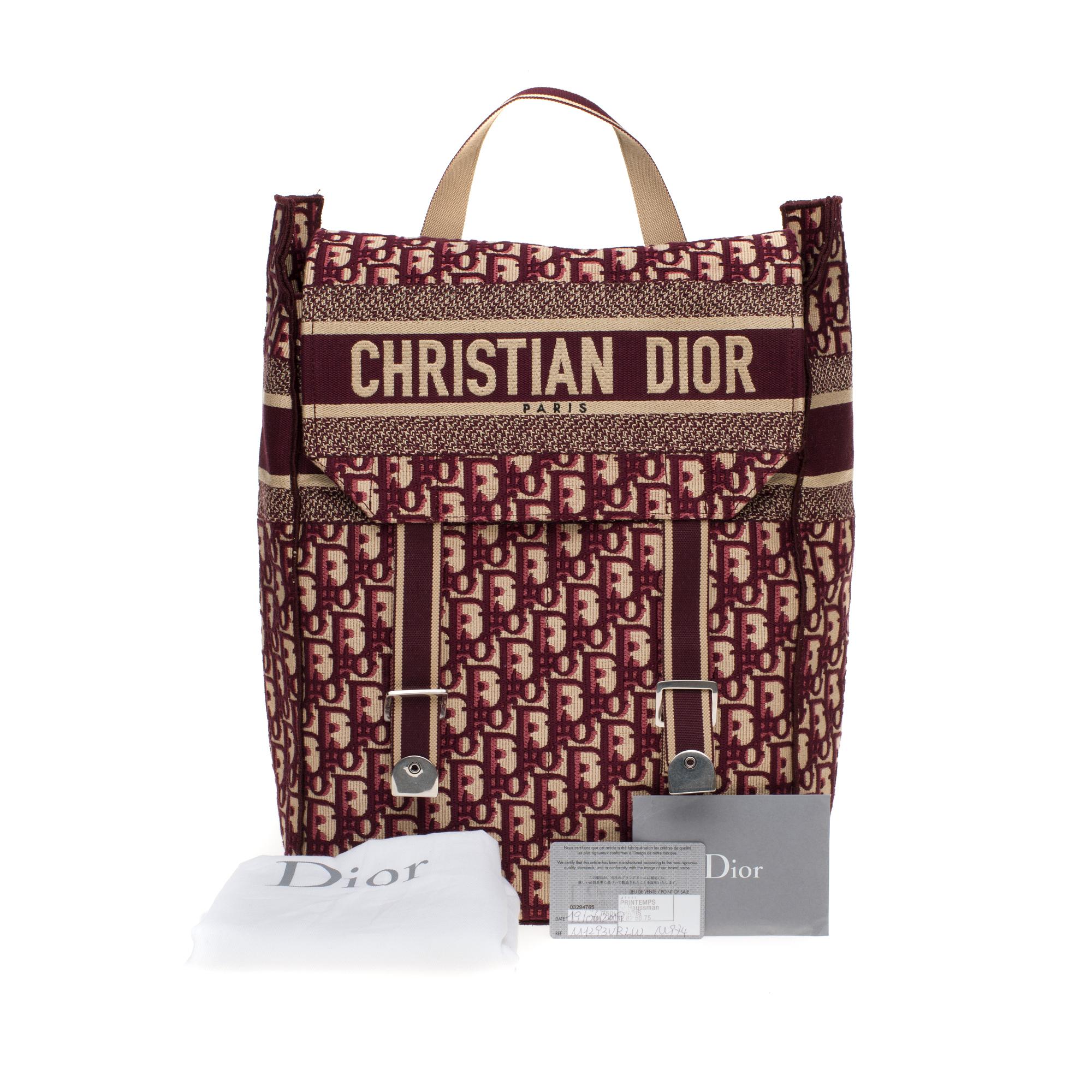 BRAND NEW /The Chic Christian Dior Backpack in burgundy monogram canvas 5