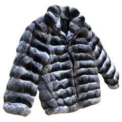 Brand new Unisex Chinchilla Fur bomber Coat 44 men's 16 L