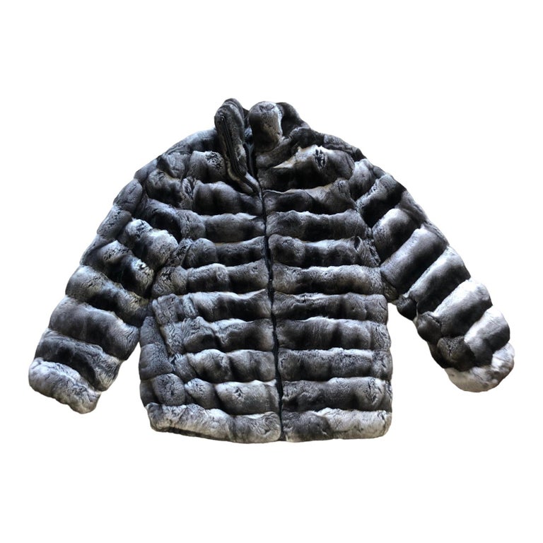 Brand new Unisex Chinchilla fur Fur bomber Coat 44 men s 16 L For