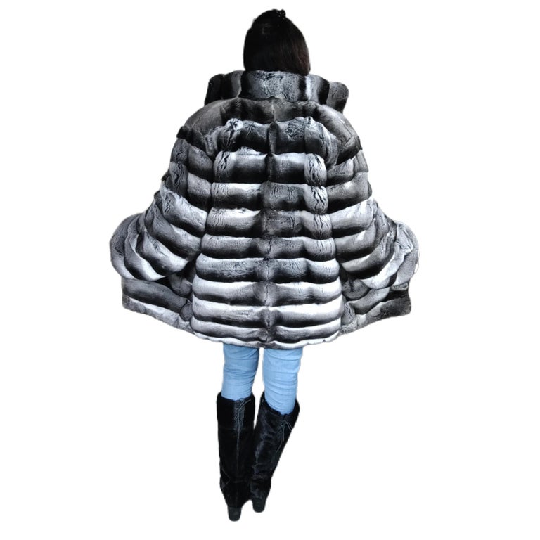 Brand new Unisex Chinchilla fur Fur bomber Coat 44 men's 16