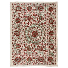 Brand-New Uzbek Suzani Textile, Embroidered Cotton, Silk Wall Hanging