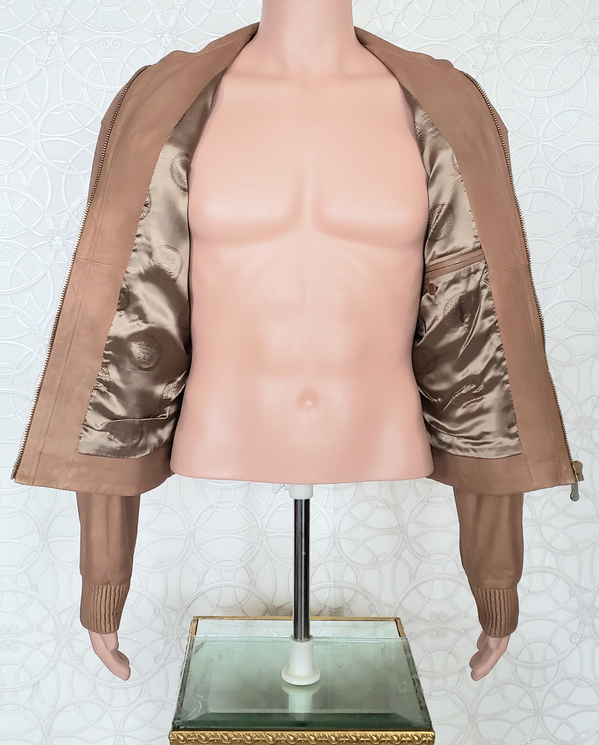 BRAND New VERSACE BEIGE LAMB LEATHER BOMBER JACKET 50 - 40 (M) For Sale 2