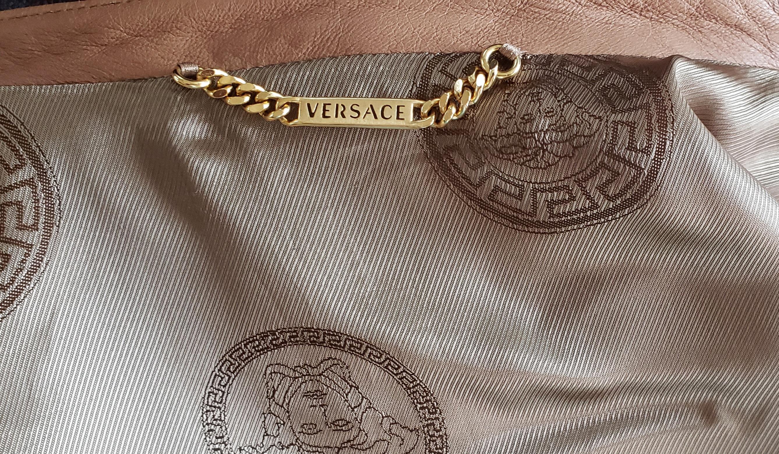 BRAND New VERSACE BEIGE LAMB LEATHER BOMBER JACKET 50 - 40 (M) For Sale 4