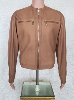 BRAND New VERSACE BEIGE LAMB LEATHER BOMBER JACKET 50 - 40 (M)
