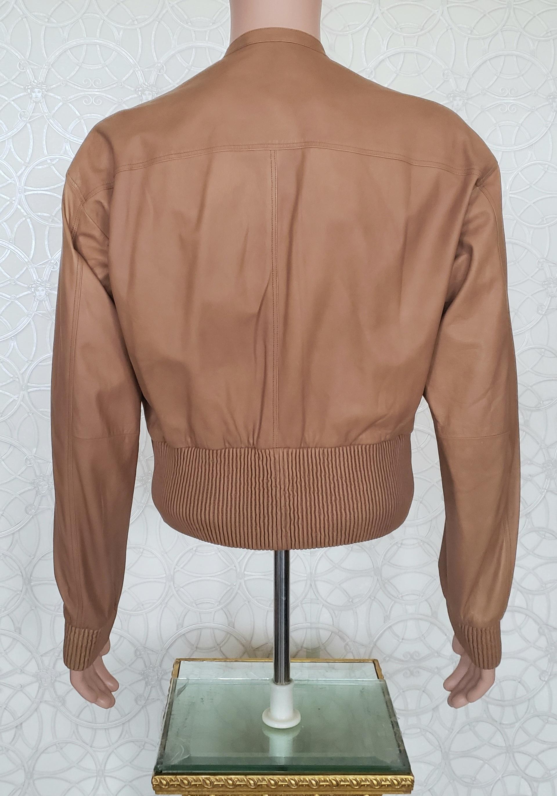 Beige BRAND New VERSACE BEIGE LAMB LEATHER BOMBER JACKET 50 - 40 (M) For Sale