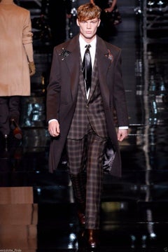 BRAND NEW VERSACE PLAID WOOL BROWN SUIT  for MEN