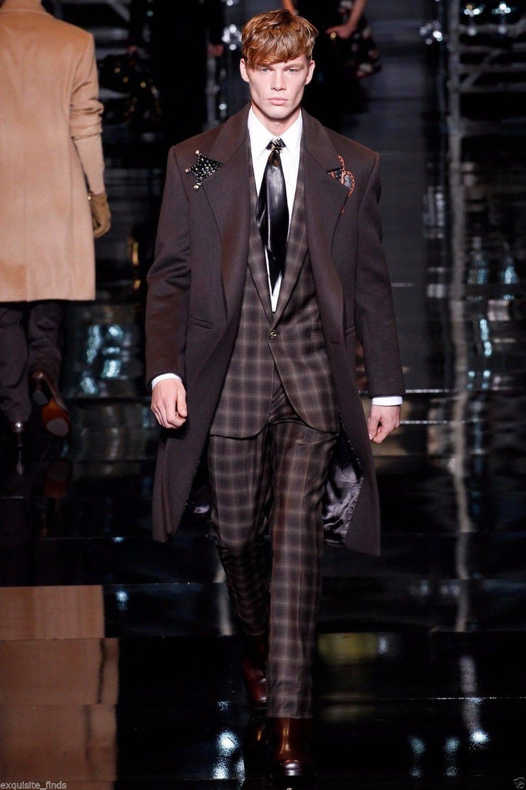 Men's Designer Vested Vintage Style Micro Plaid Wool Suit in Copper Brown main image 0