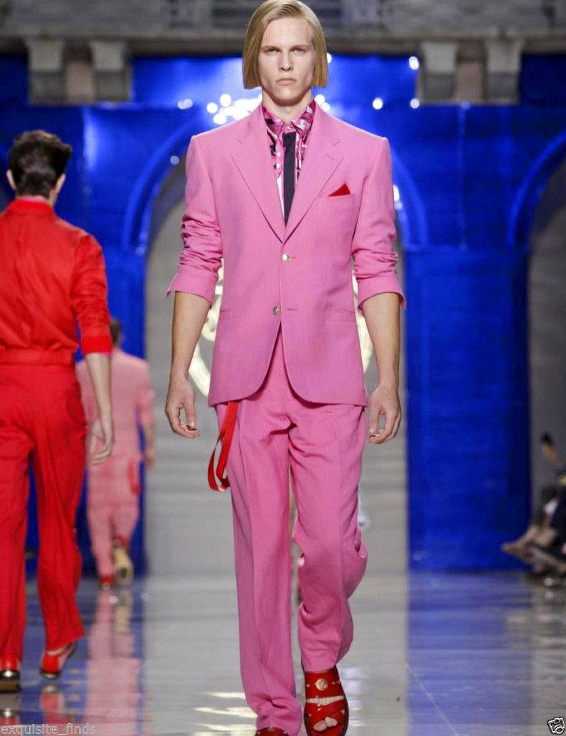 BRAND NEW VERSACE TAILOR MADE PINK LINEN SUIT for MEN 1