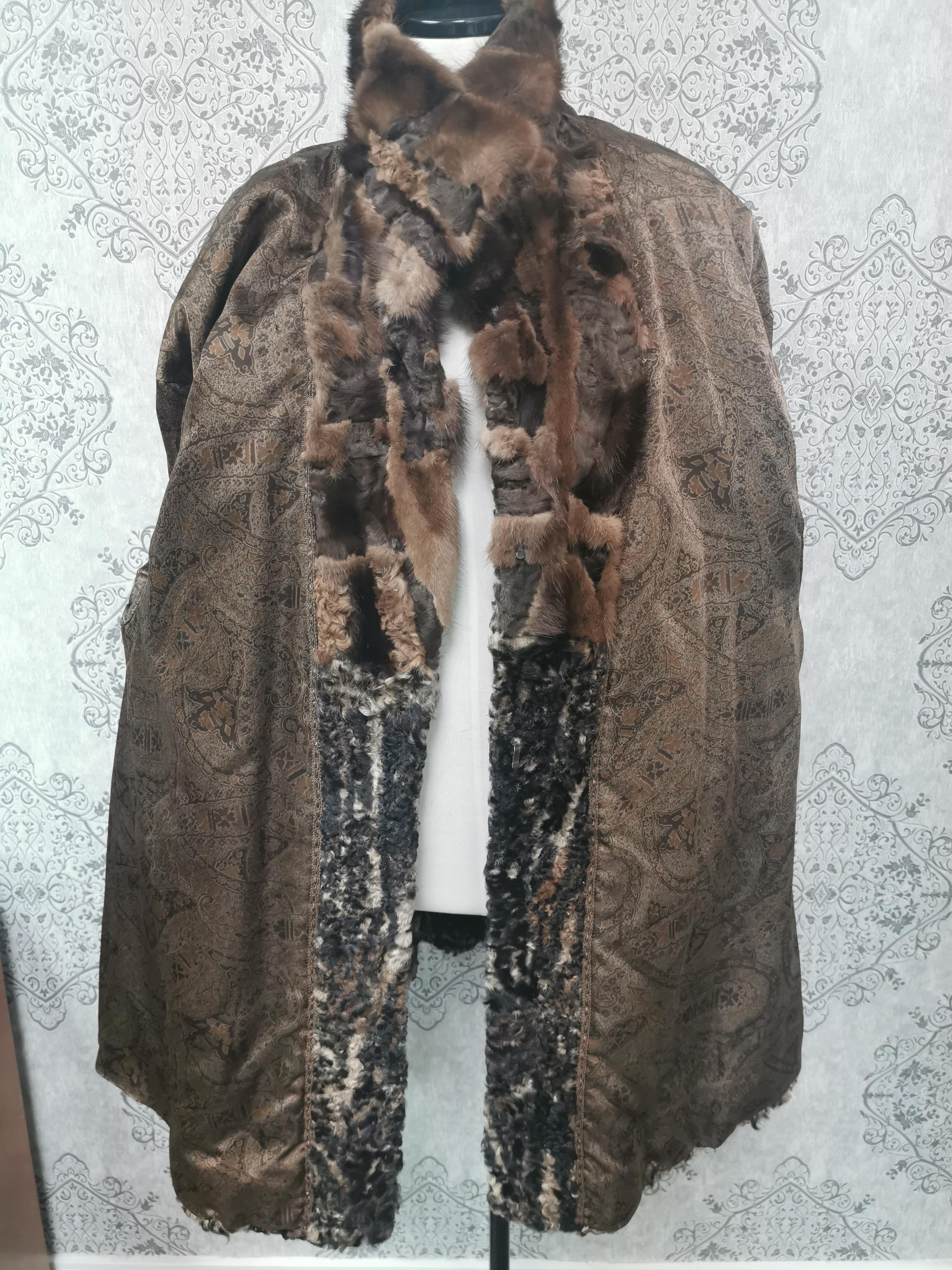 Brand new Vintage Gianfranco Ferre Fur Coat with Lamb andMink Fur Trim (16/L) For Sale 9