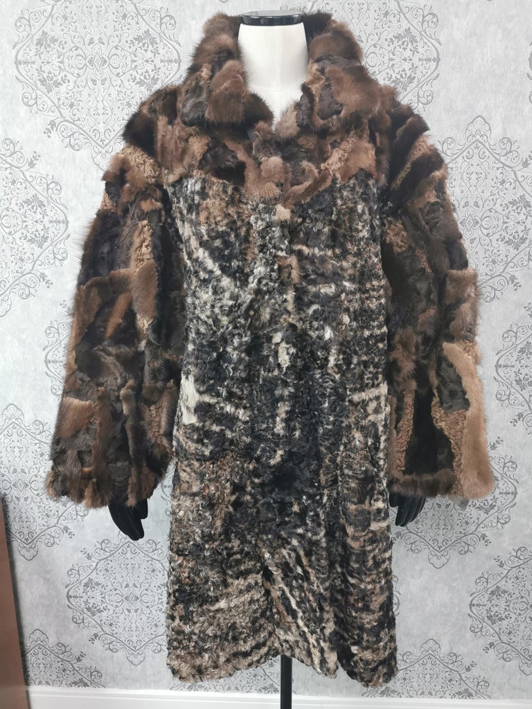 Leather Trim Mink Fur Kimono Jacket