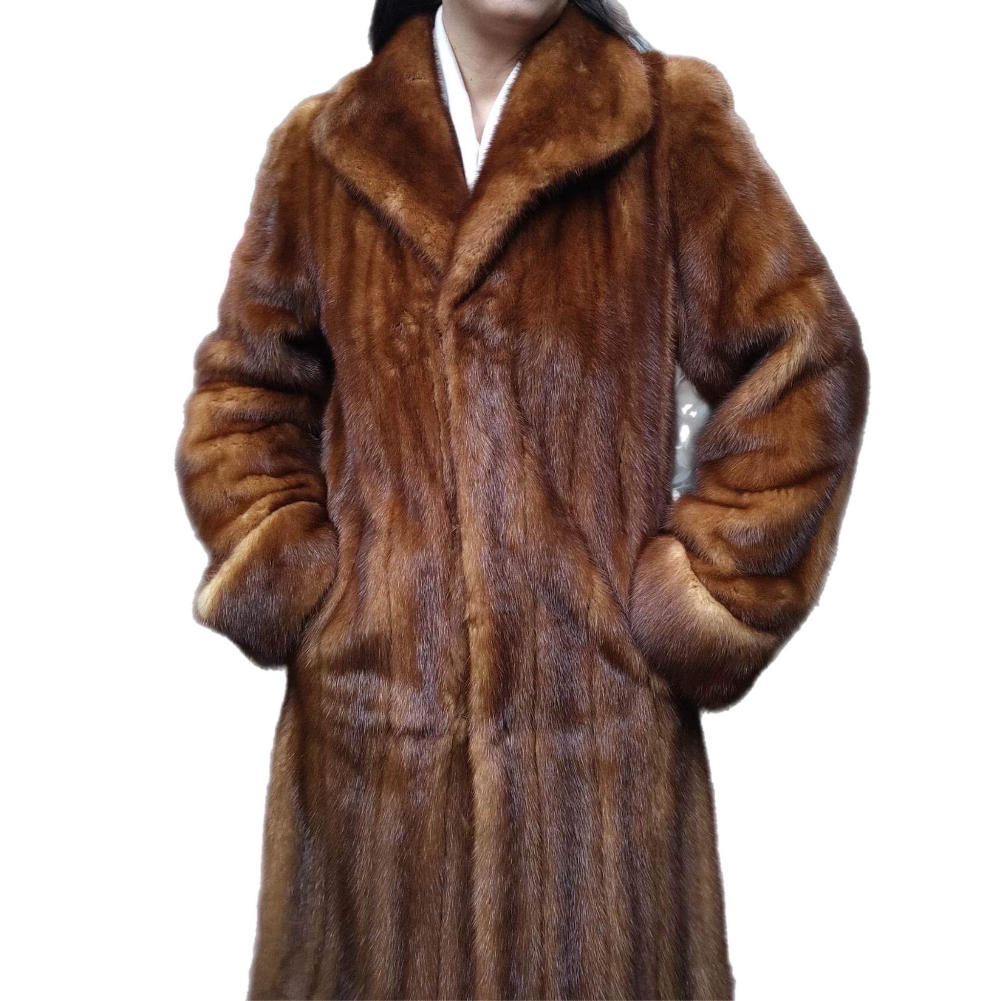 Brand New Whiskey Mink Fur Coat Women's S 6 For Sale 5