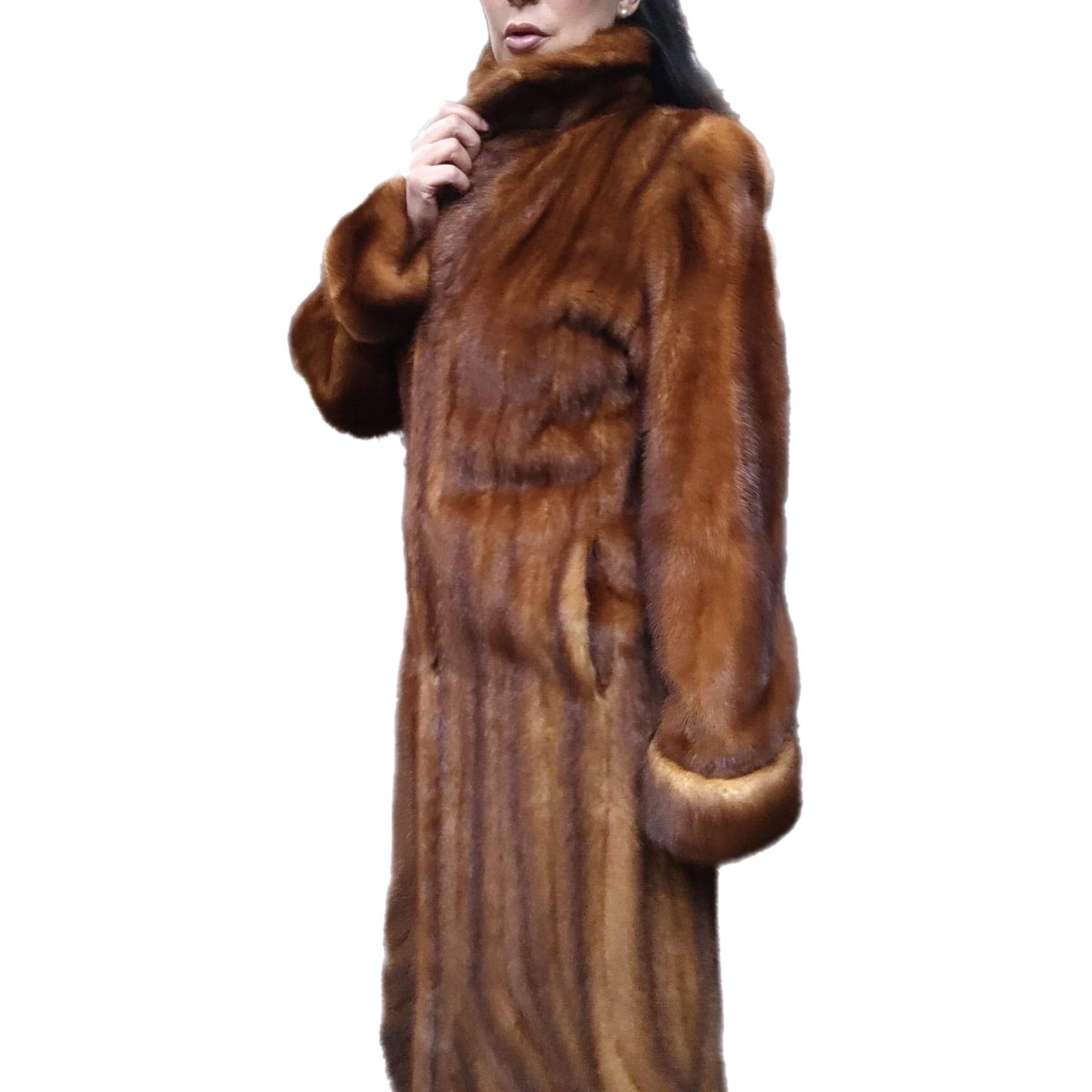 Brand New Whiskey Mink Fur Coat Women's S 6 For Sale 4