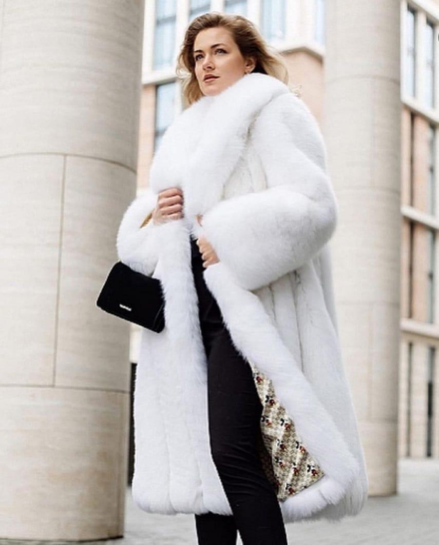 white long fur coat