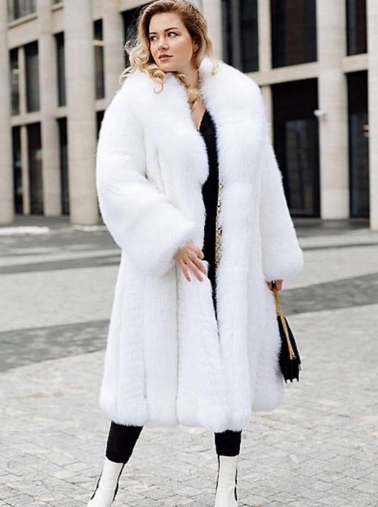 White fox fur coat shop