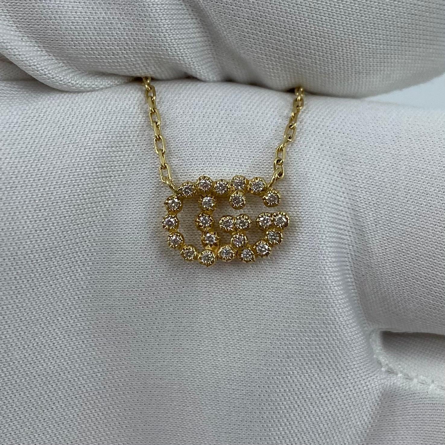 Brand New with Tags Gucci GG Logo Running Diamond Necklace 18 Karat Yellow Gold 2