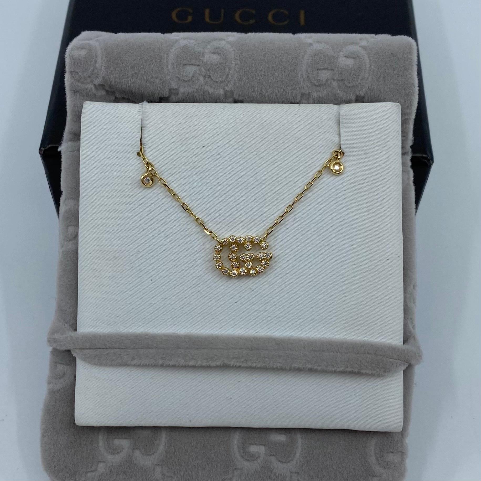 Brand New with Tags Gucci GG Logo Running Diamond Necklace 18 Karat Yellow Gold 1
