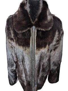 brand reversible black mink fur kid leather bomber jacket #827 tags 3999$ M 44