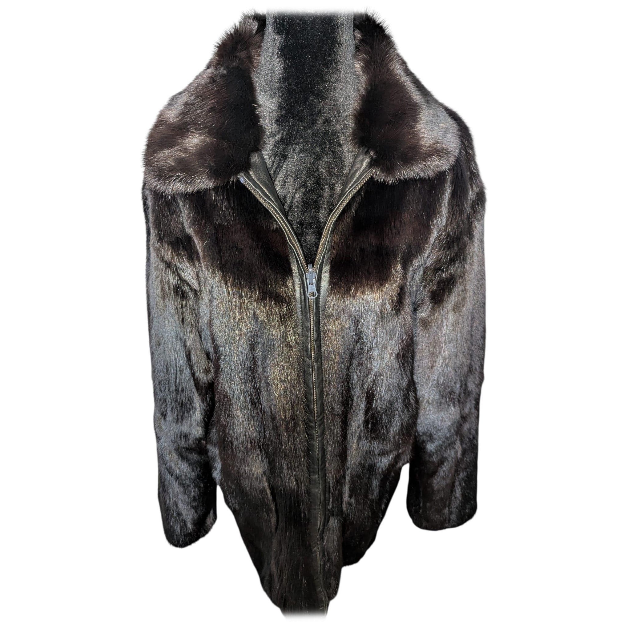 brand reversible black mink fur kid leather bomber jacket #827 tags 3999$ M 44