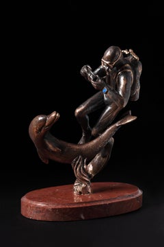 Sculpture "Diver  and  dolphin"