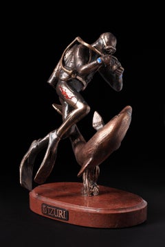 Sculpture "Diver  and  dolphin"