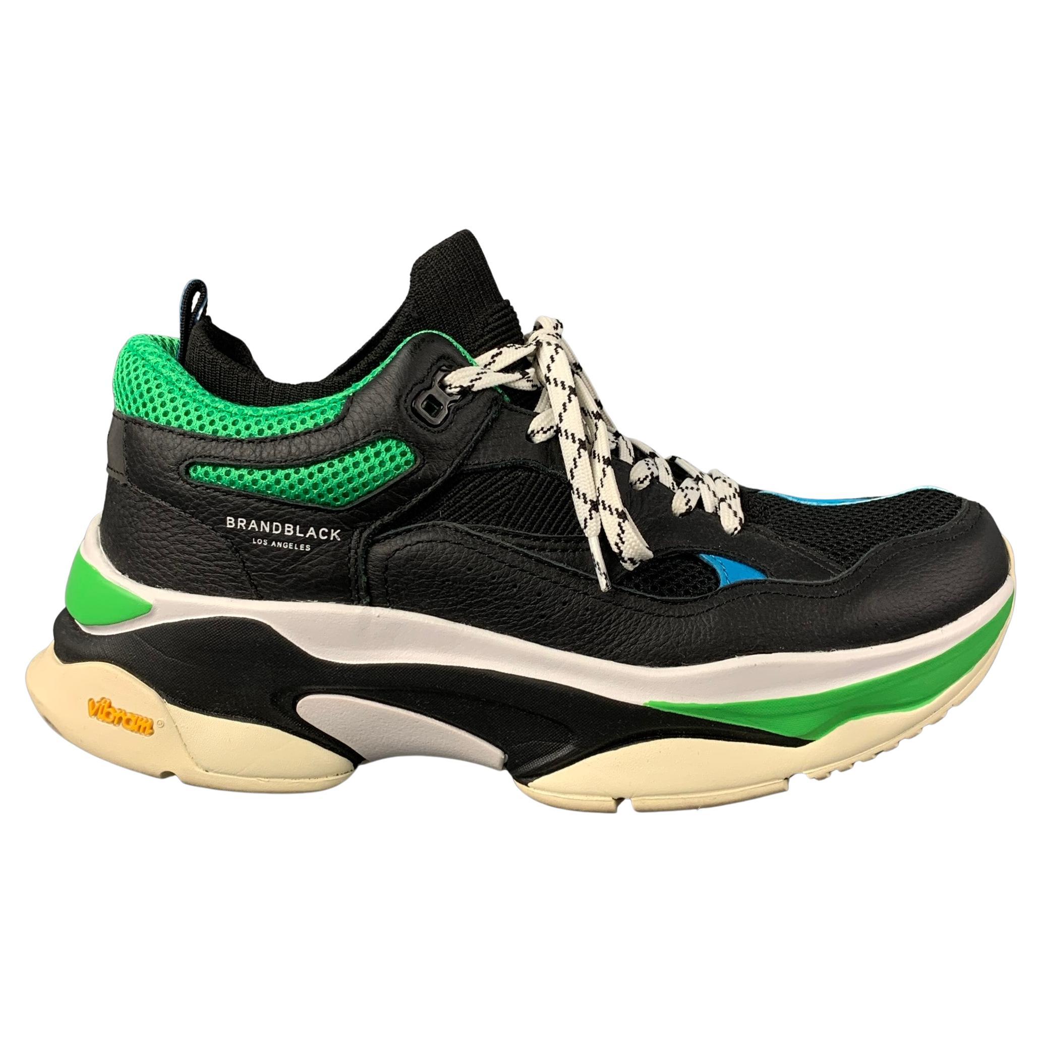 BRANDBLACK Size 9 Black Green Blue Color Block Nylon Sneakers For Sale at  1stDibs