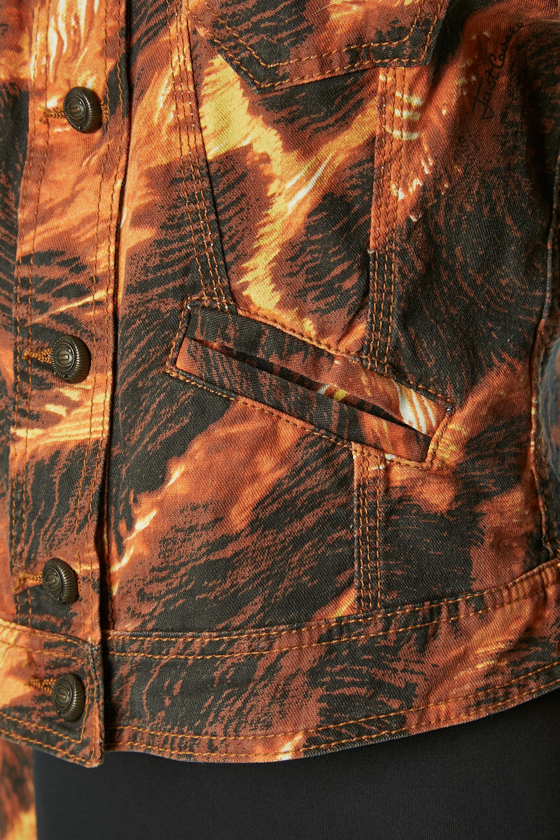 Branded and printed cotton jacket Just Cavalli In Excellent Condition For Sale In Saint-Ouen-Sur-Seine, FR