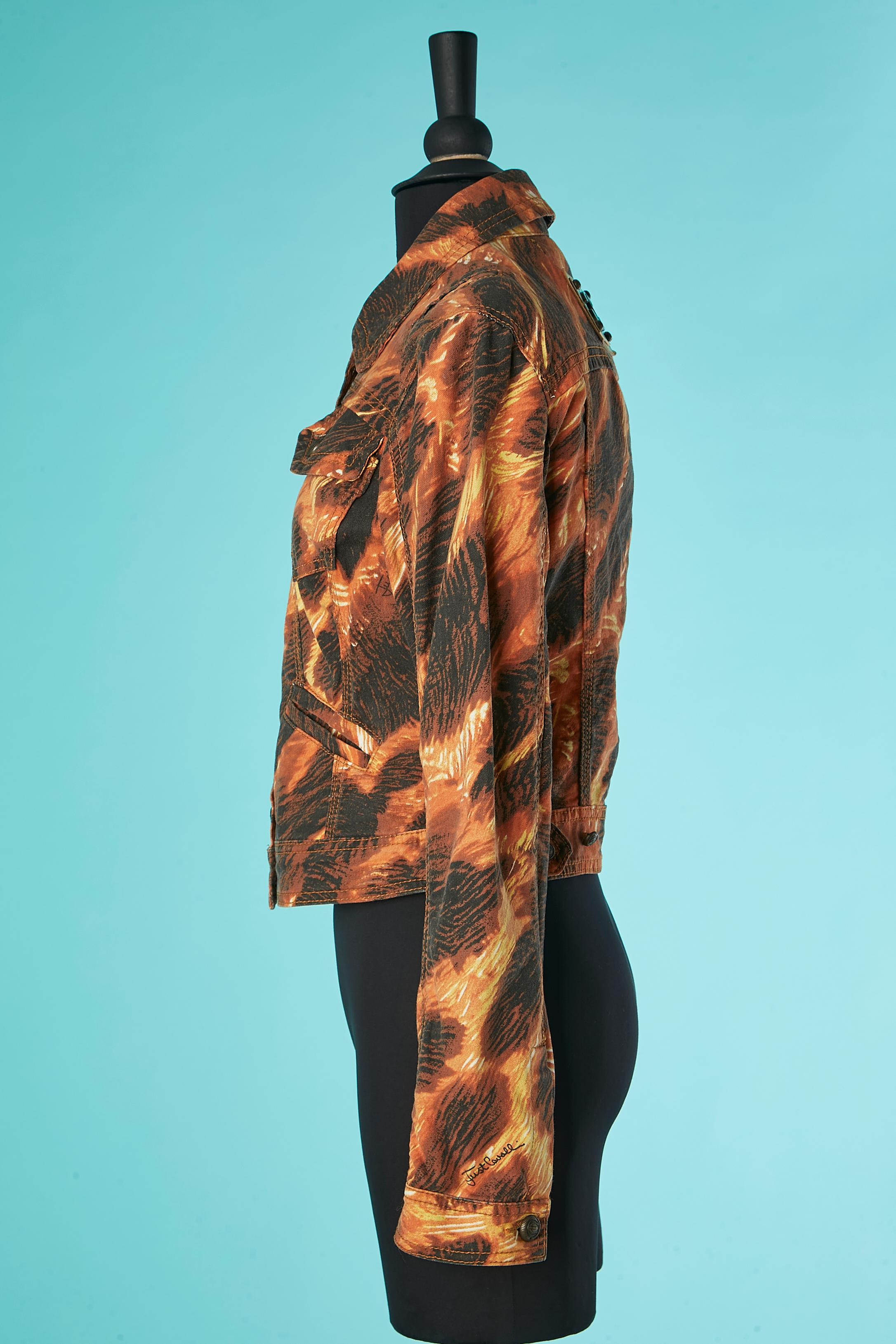 Branded and printed cotton jacket Just Cavalli For Sale 1
