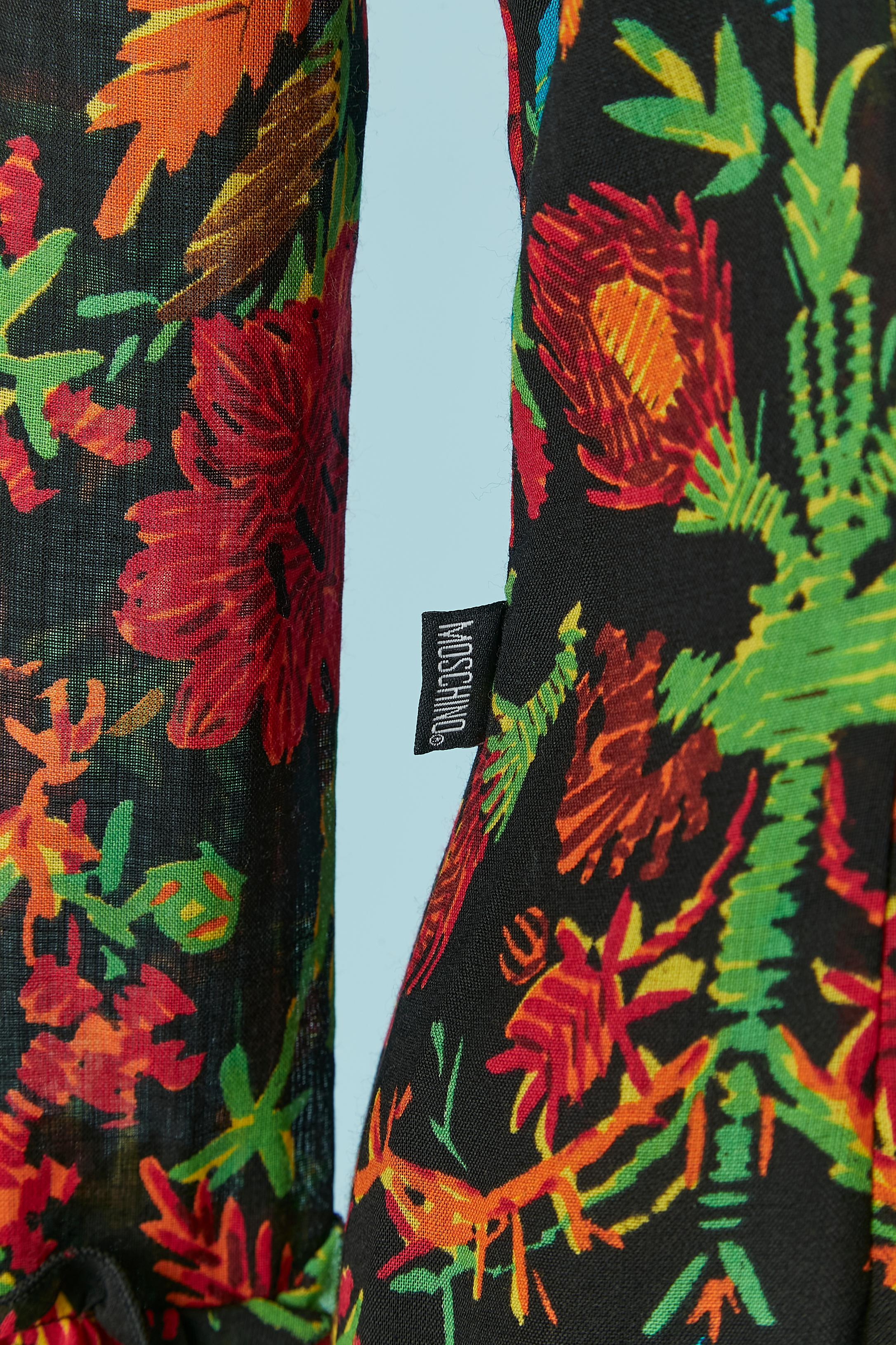 Women's Branded wool dress with flower print and ruffles MOSCHINO JEANS For Sale