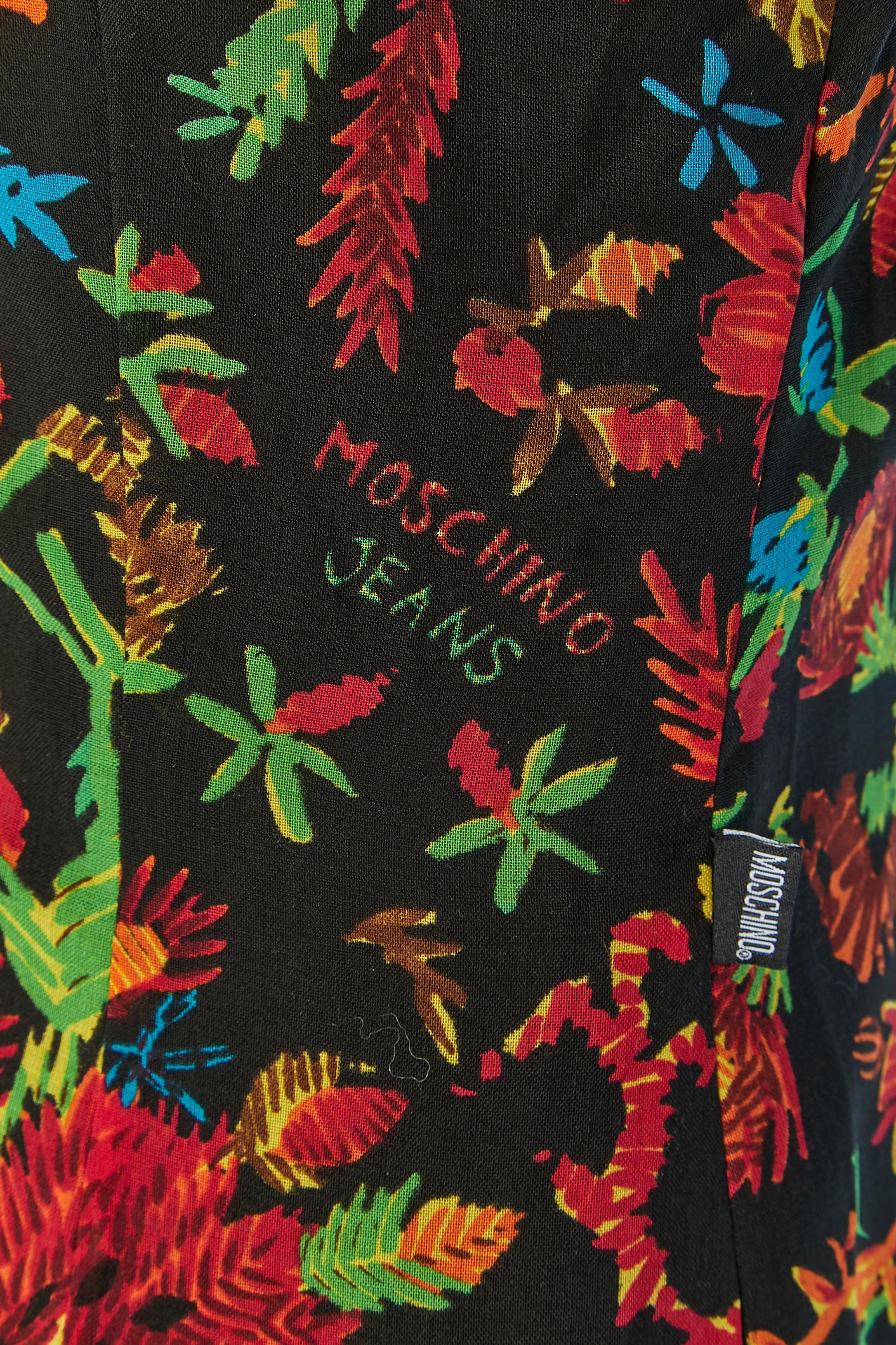 Branded wool dress with flower print and ruffles MOSCHINO JEANS For Sale 3
