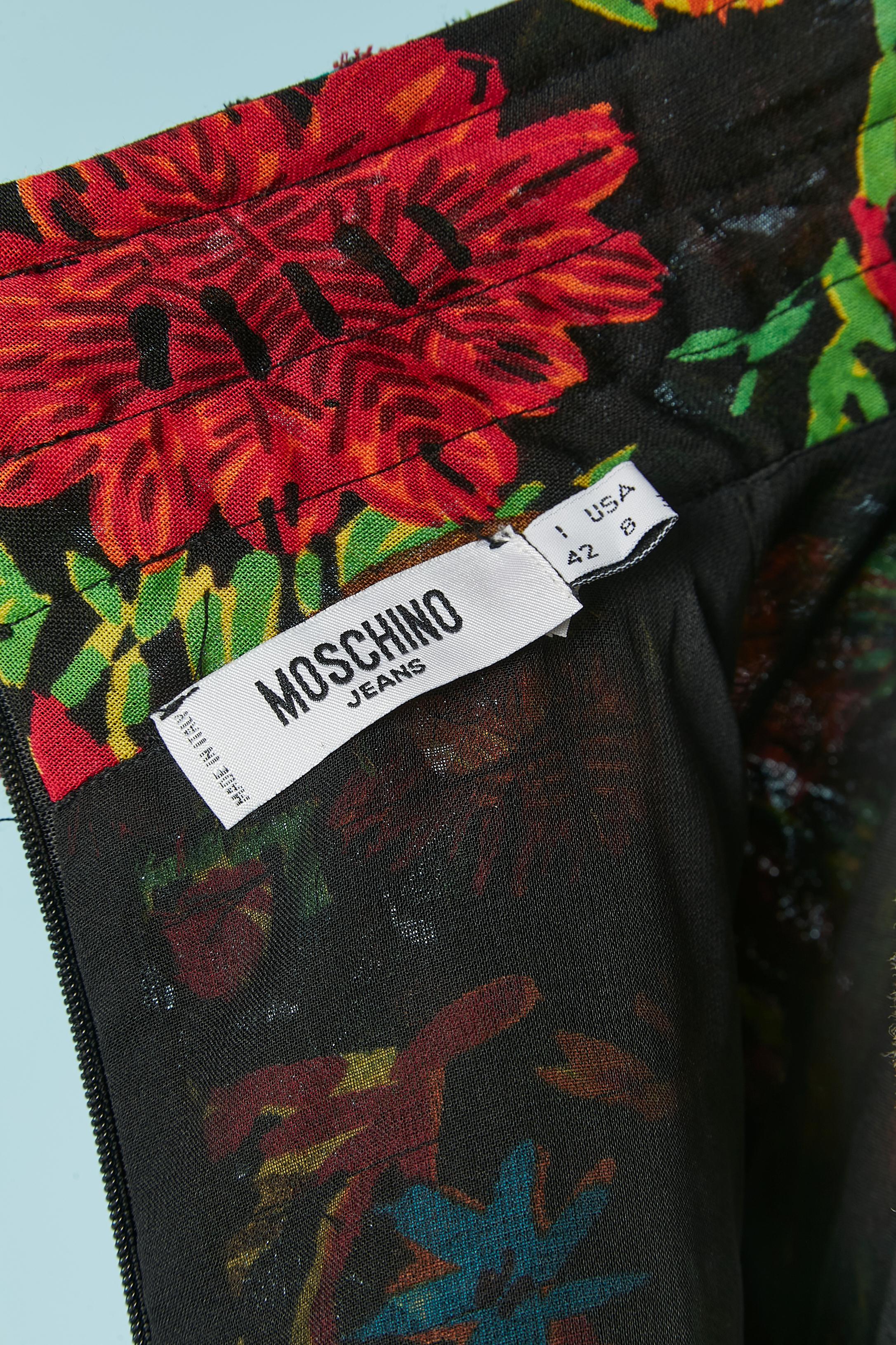 Branded wool dress with flower print and ruffles MOSCHINO JEANS For Sale 4