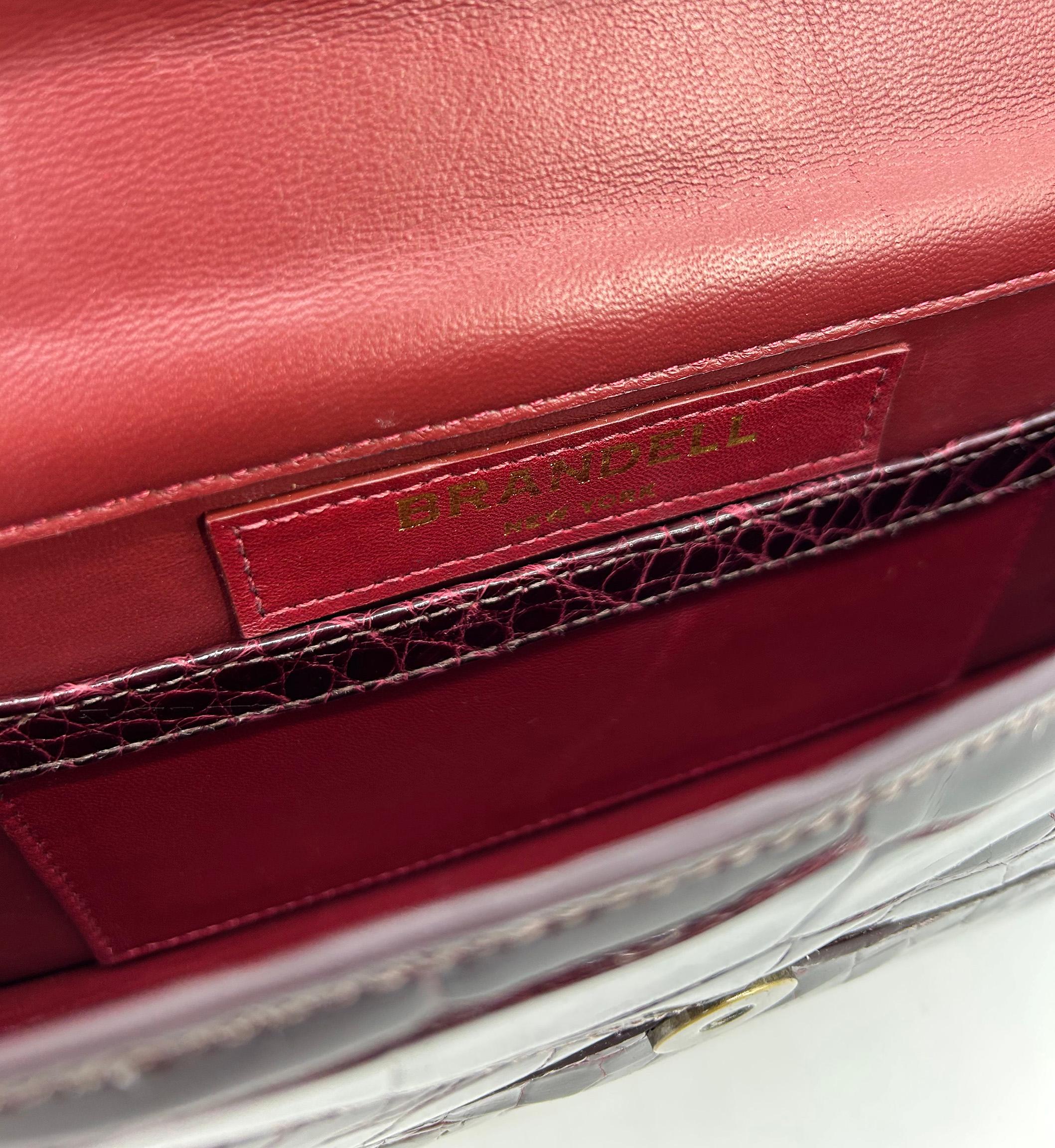 Brandell Dark Ruby Red Alligator Uptown Envelope Clutch im Angebot 5