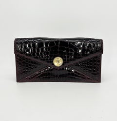 Brandell Dark Ruby Red Alligator Uptown Envelope Clutch