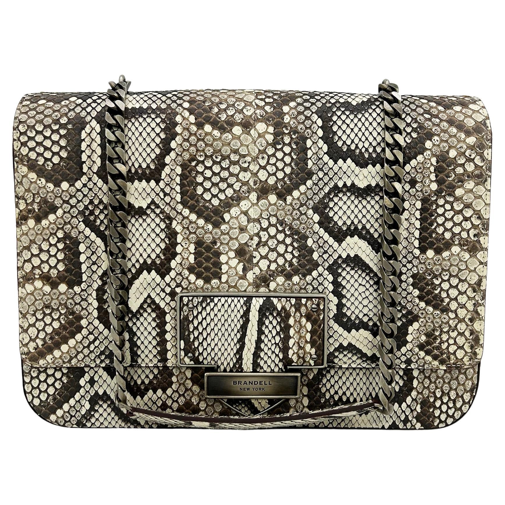 Brandell Gray Python Wall Street Chain GM Shoulder Bag