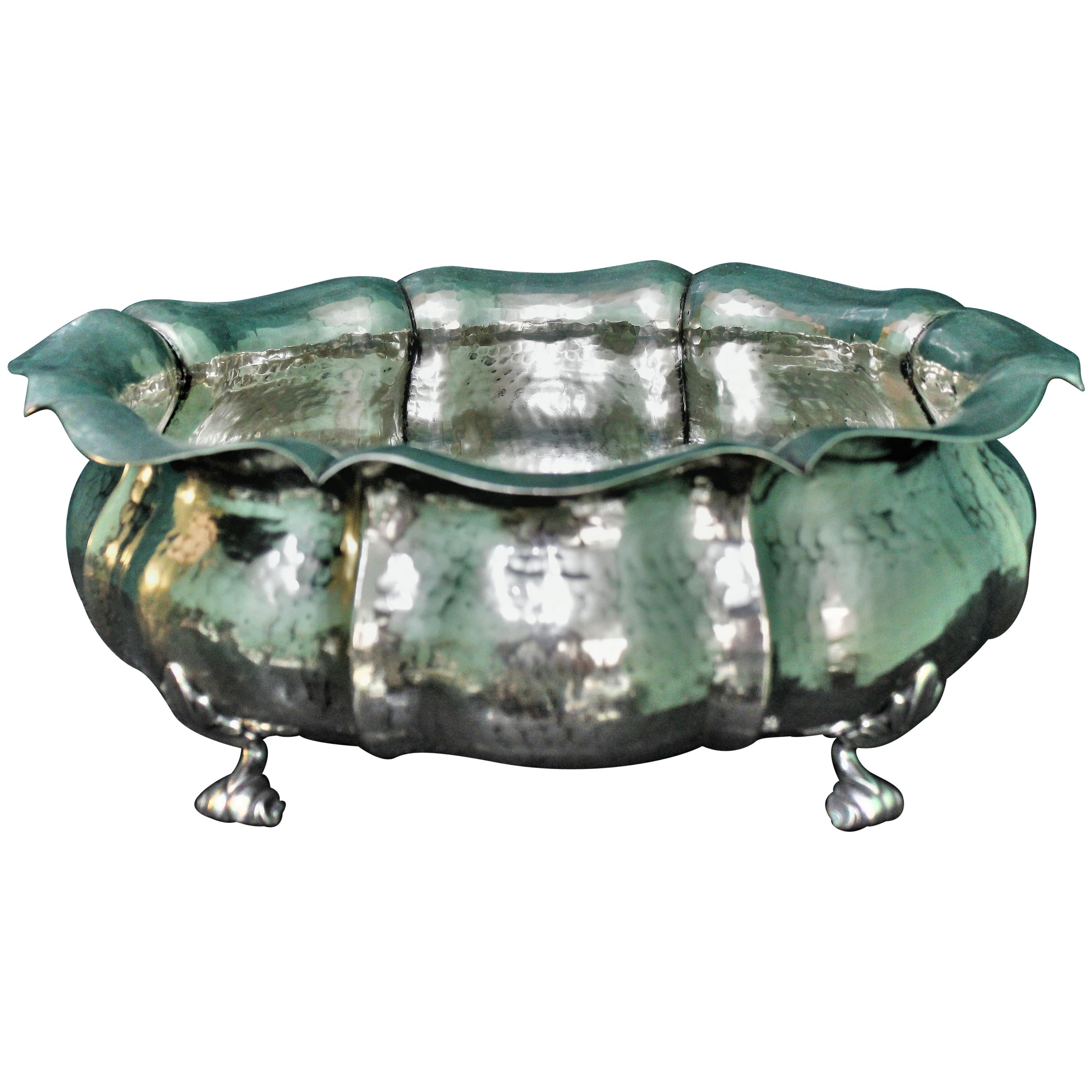 Brandimarte 20th Century Italian Art Deco Hammered Silver Bowl, 1950s For Sale