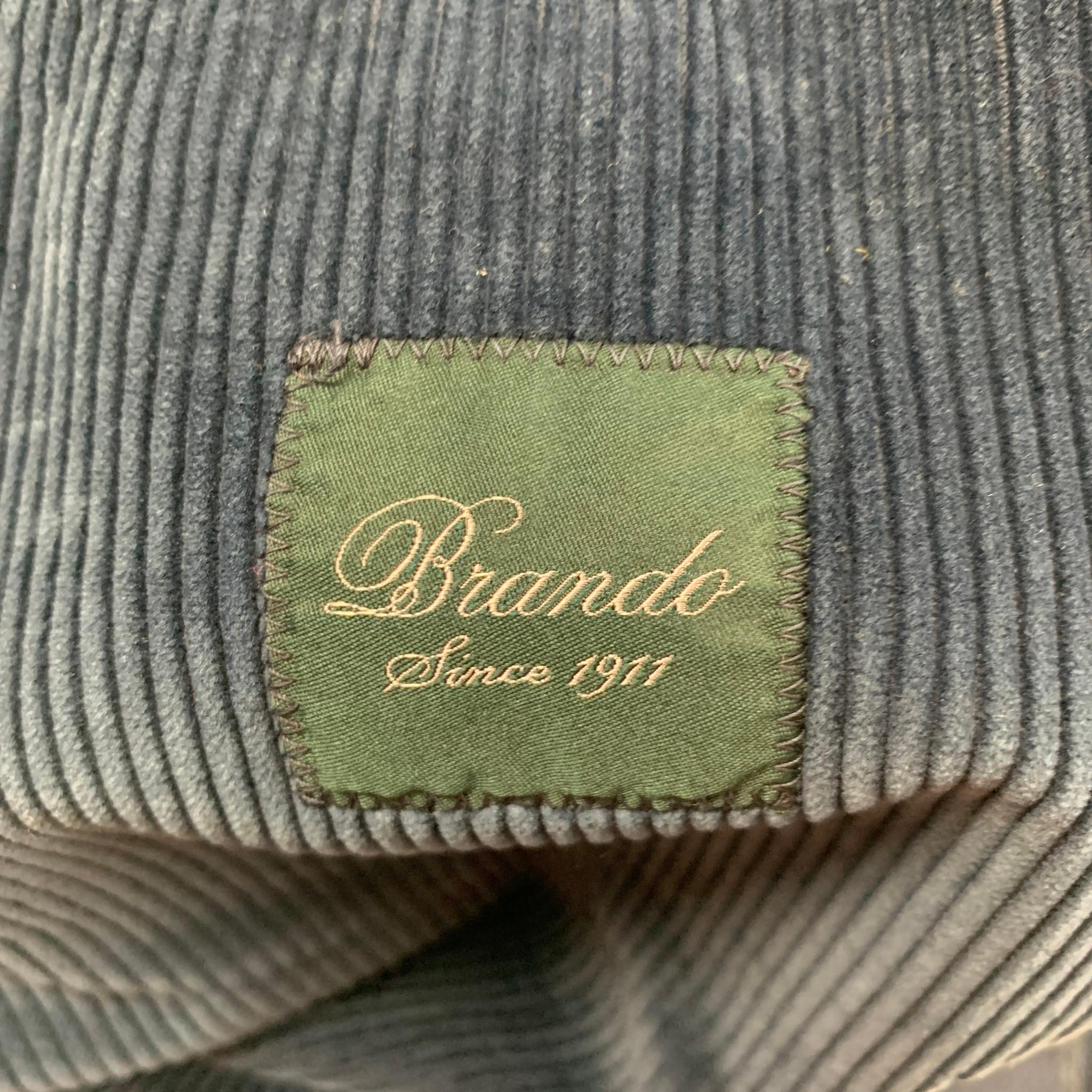 BRANDO Size 36 Blue Corduroy Cotton Notch Lapel Sport Coat 1