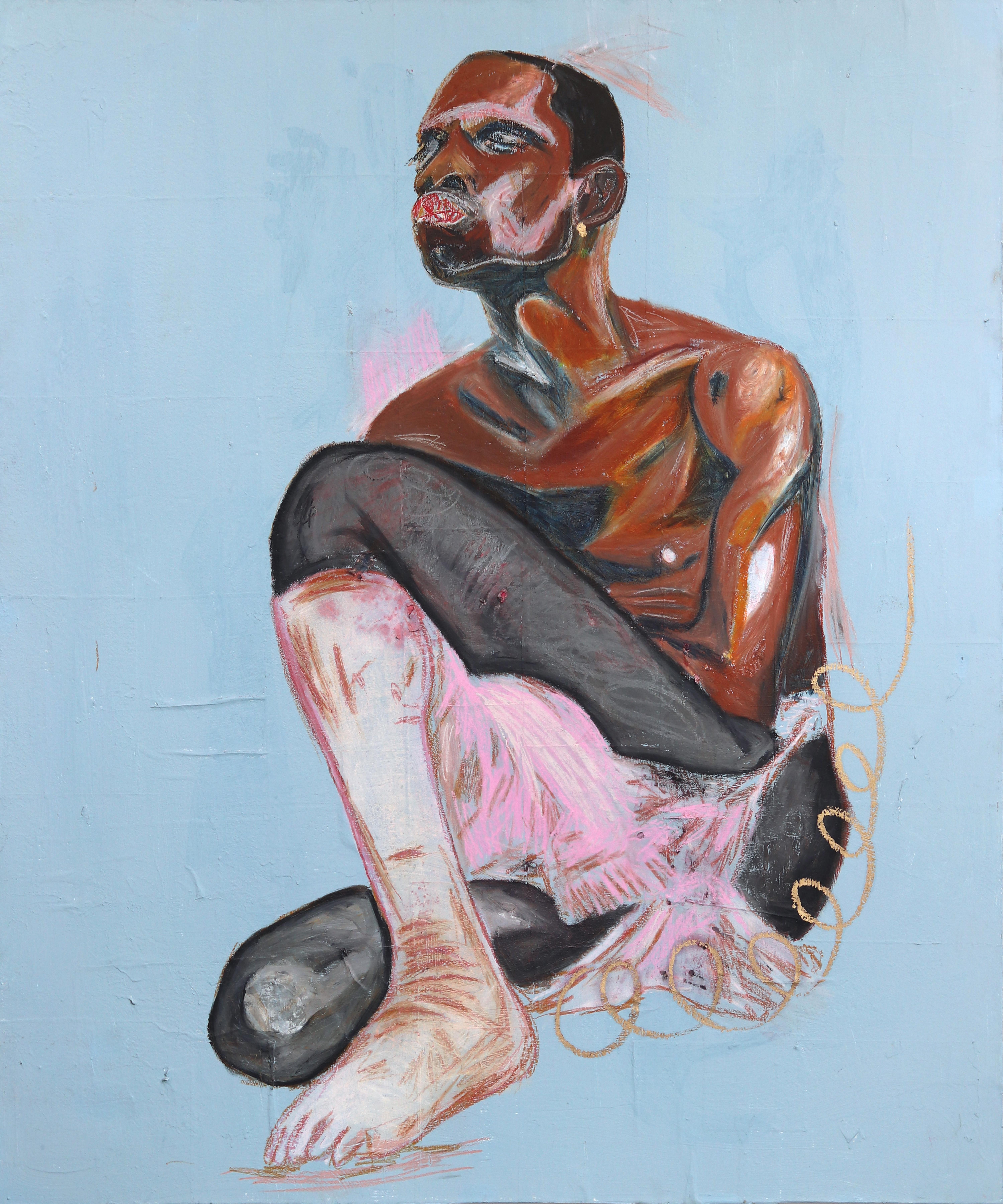 Brandon Gastinell Abstract Painting – Nach der Praxis – Abstraktes Porträt in Mischtechnik auf Leinwand