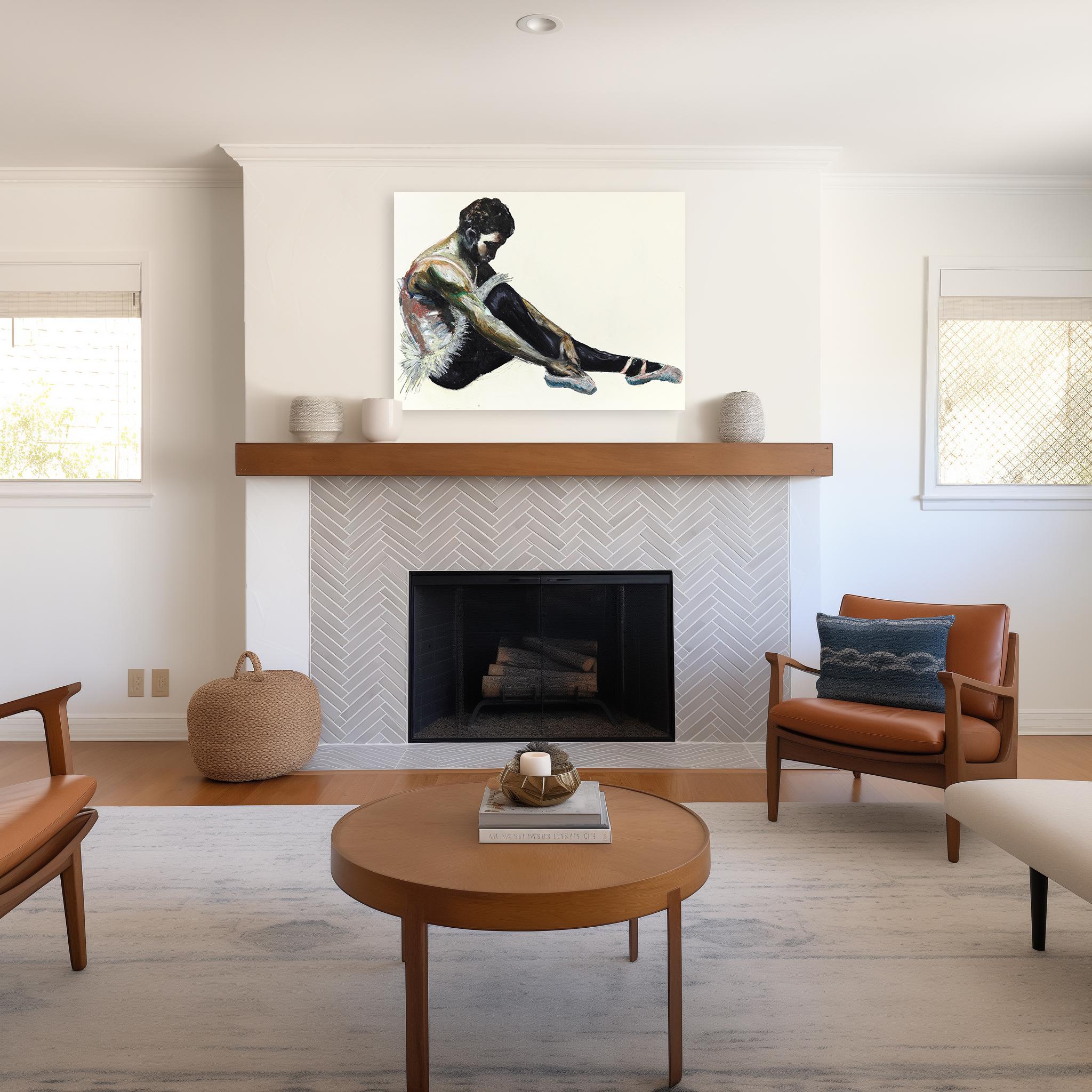 Warm Up - Original Mixed Media Abstract Figurative Dancer Portrait on Canvas - Painting by Brandon Gastinell