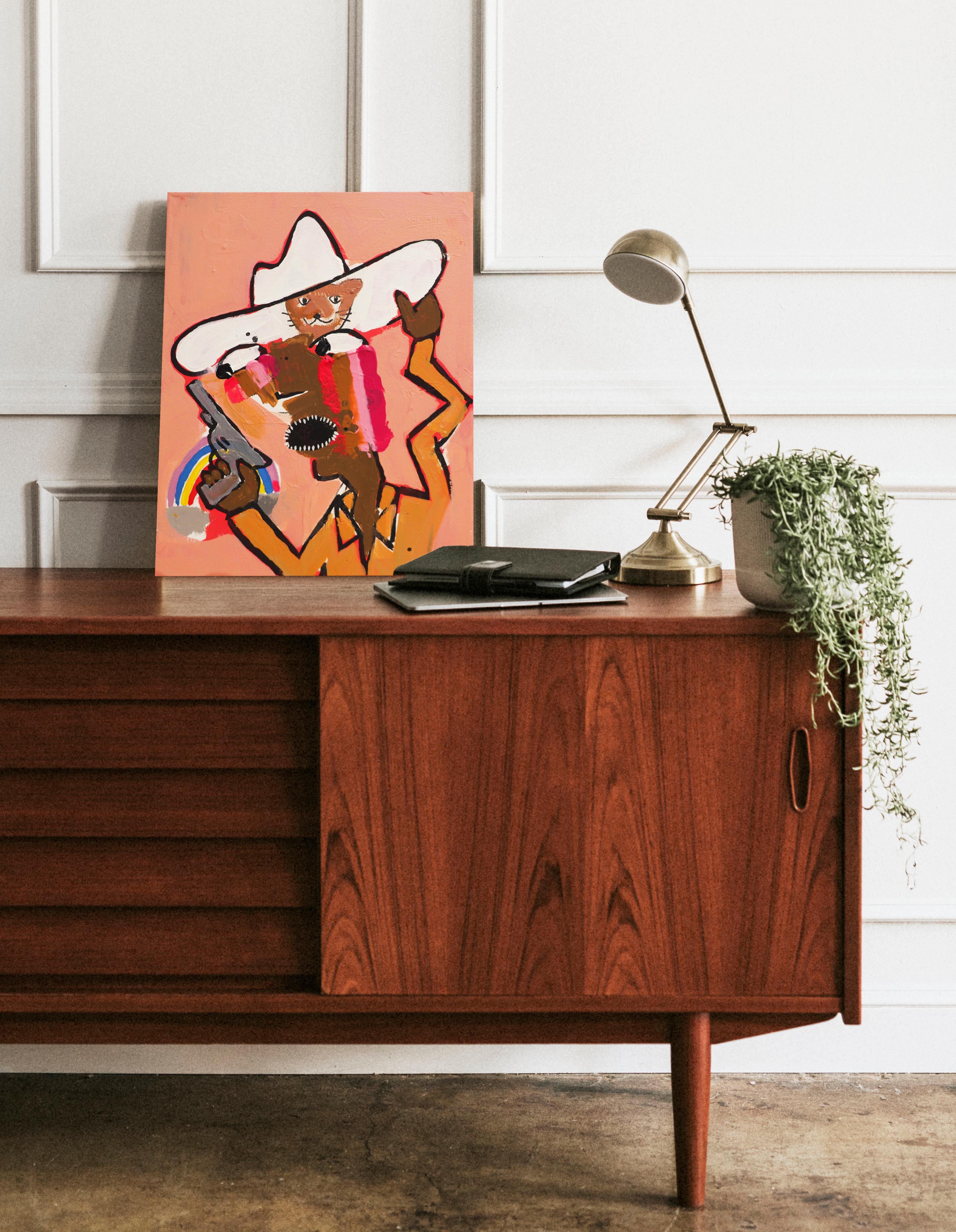 Cowboy and Cat I - Painting by Brandon Jones