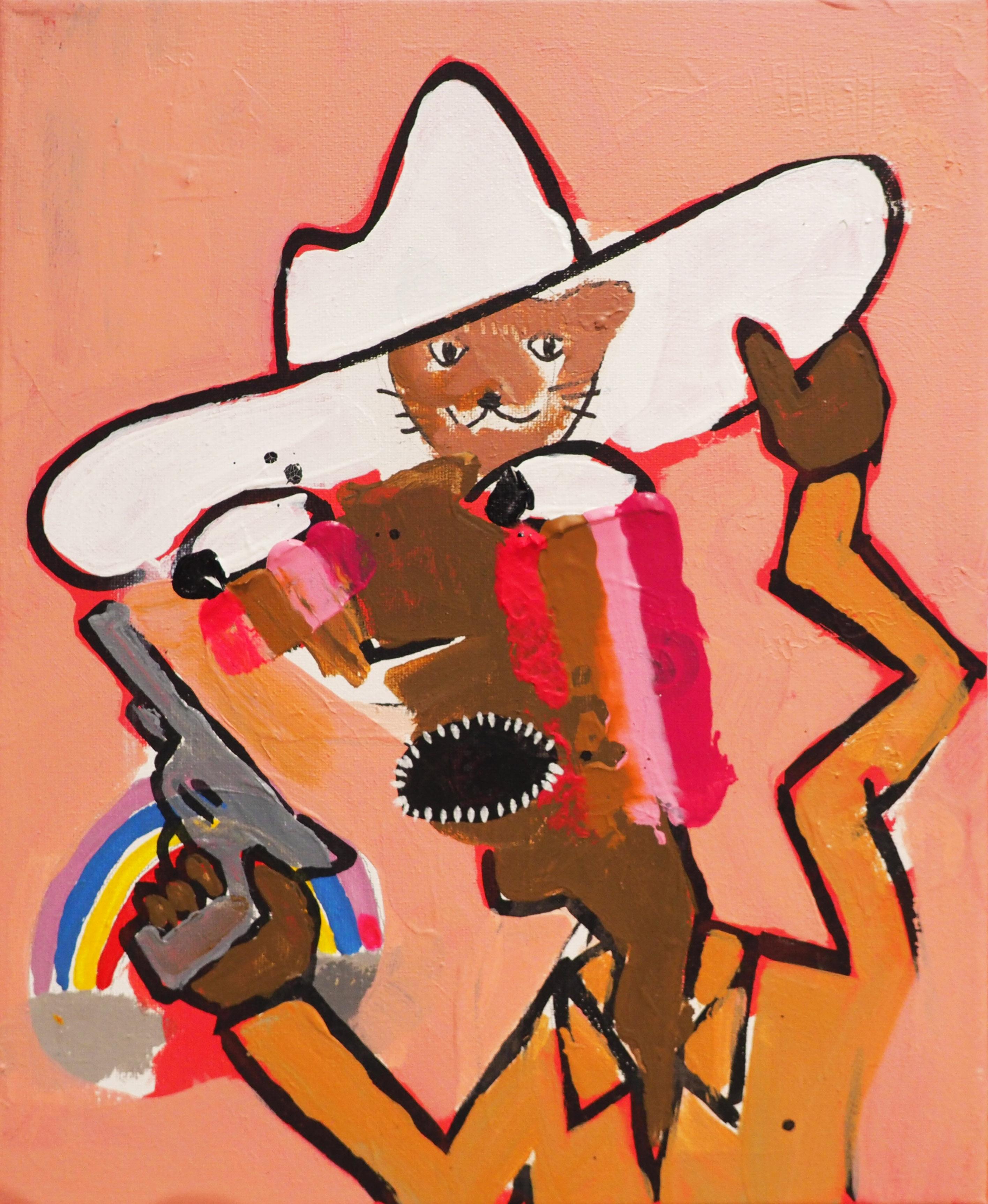 Brandon Jones Figurative Painting - Cowboy and Cat I