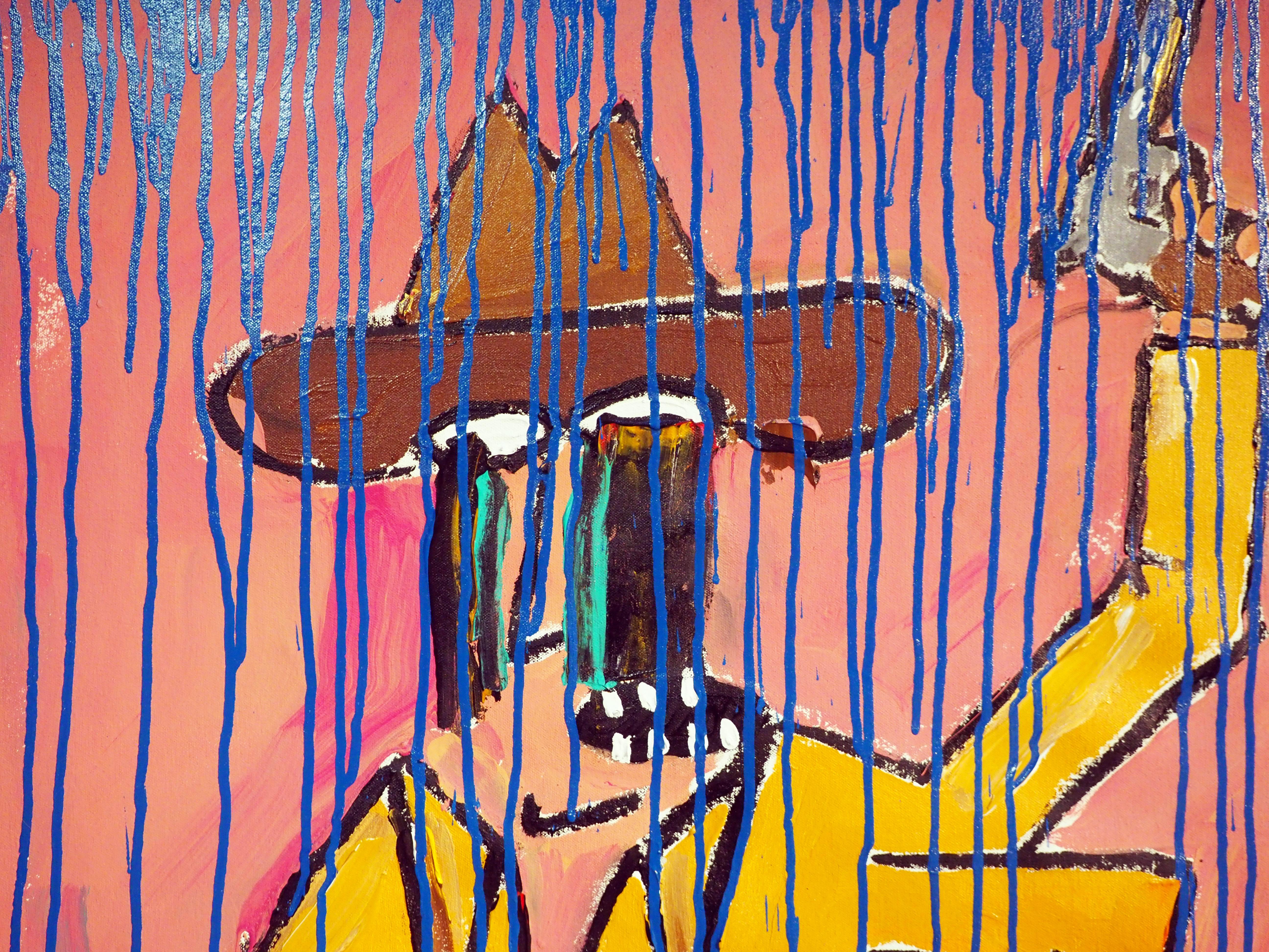 Cowboy in the Rain - Contemporary Painting by Brandon Jones