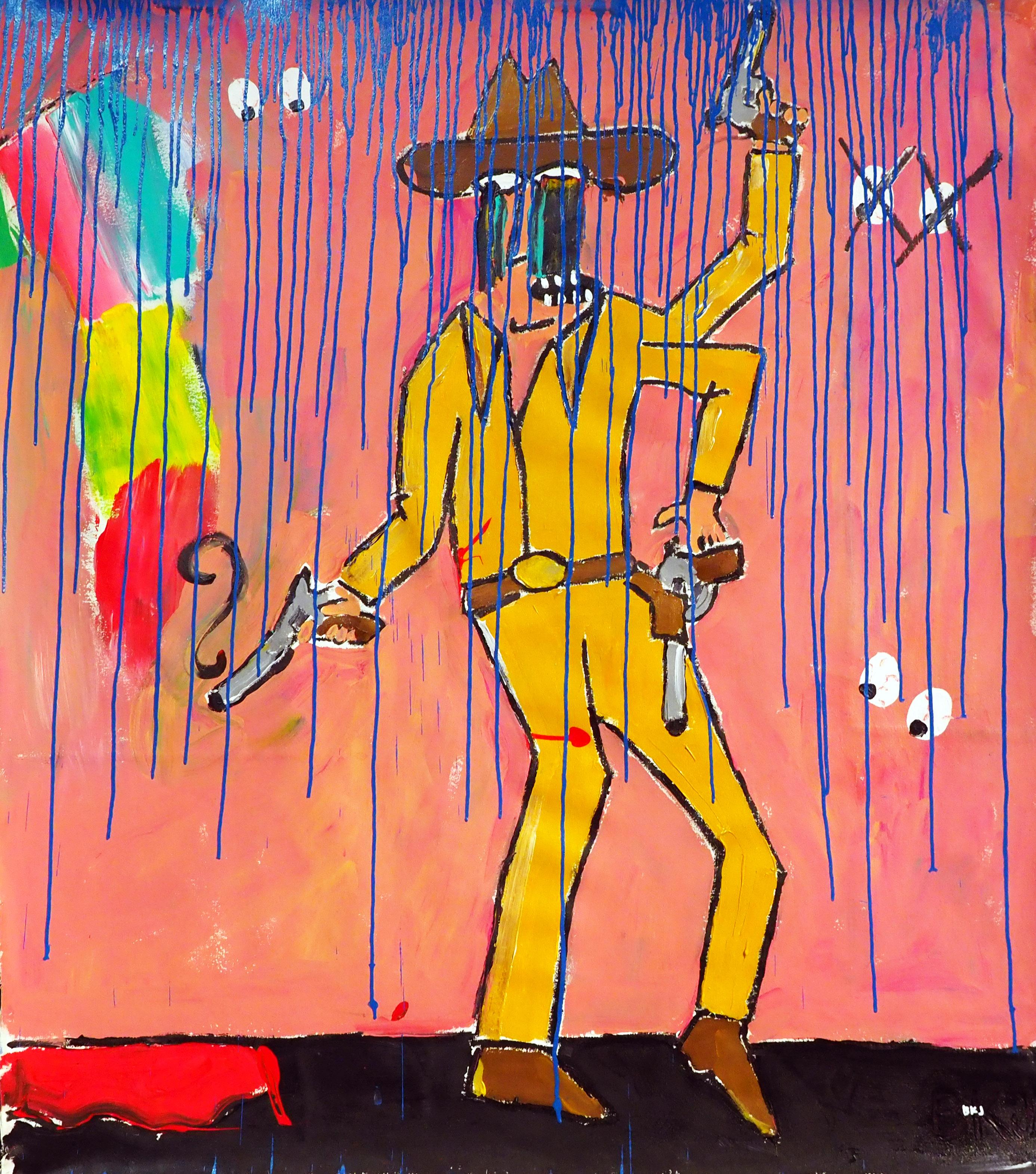 Brandon Jones Figurative Painting - Cowboy in the Rain