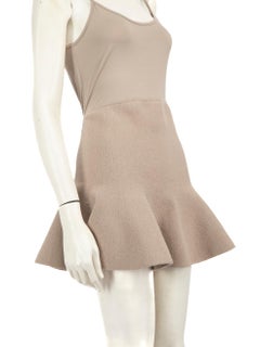 Brandon Maxwell Beige Wool Flare Mini Skirt Size S