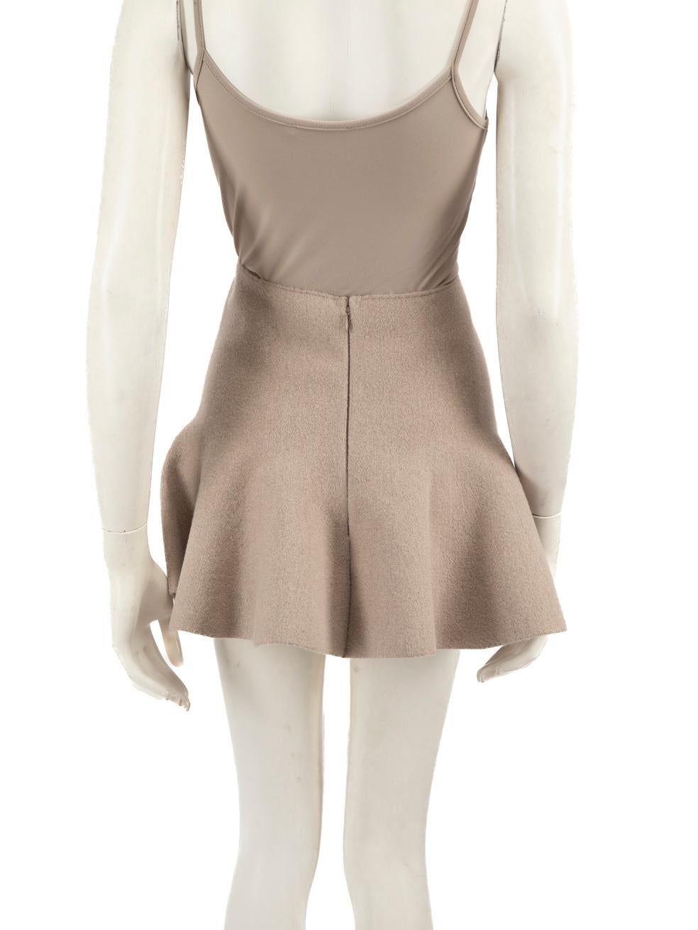Brandon Maxwell Beige Wool Flare Mini Skirt Size S In New Condition For Sale In London, GB