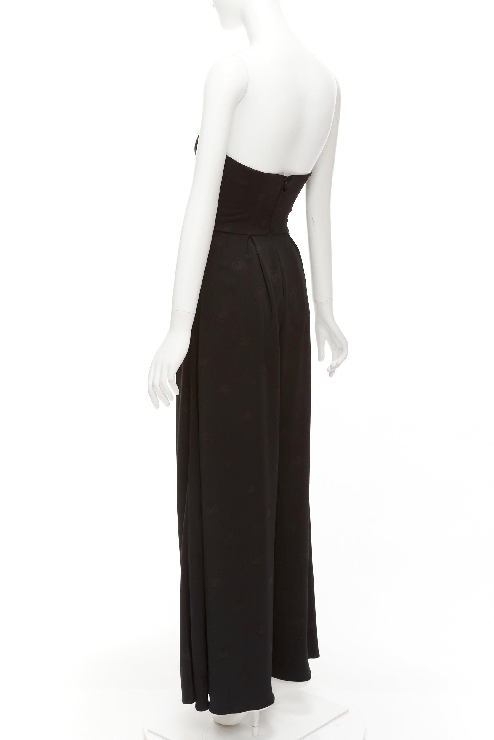 BRANDON MAXWELL Schwarzer gestreifter Korsett-Overall mit Punktmuster aus Seide mit Korsett US0 XS im Angebot 2