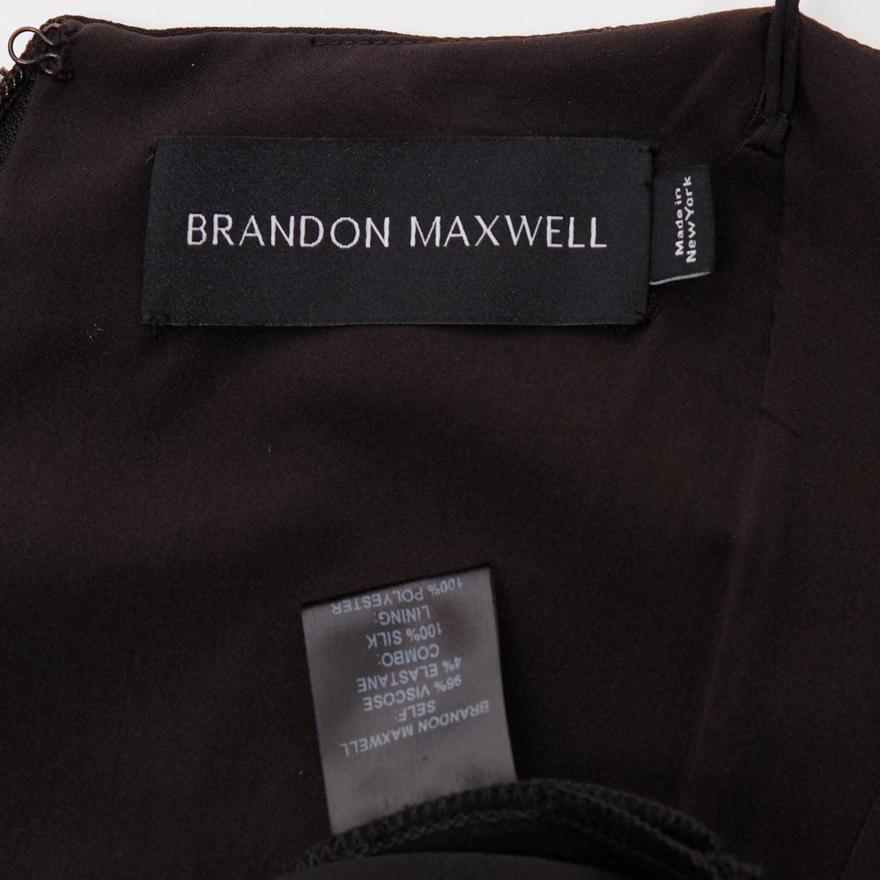 BRANDON MAXWELL Schwarzer gestreifter Korsett-Overall mit Punktmuster aus Seide mit Korsett US0 XS im Angebot 4