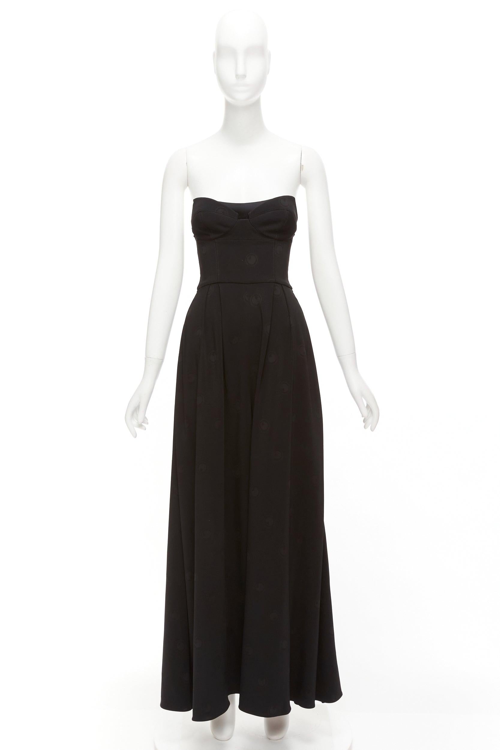 BRANDON MAXWELL Schwarzer gestreifter Korsett-Overall mit Punktmuster aus Seide mit Korsett US0 XS im Angebot 5