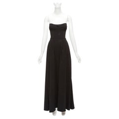 BRANDON MAXWELL black dotted print silk trimmed corset jumpsuit US0 XS